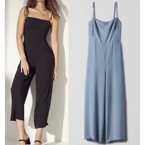 Aritzia Wilfred Zadie Tie Strap Wide Leg Jumpsuit, Granite Blue, Size 2
